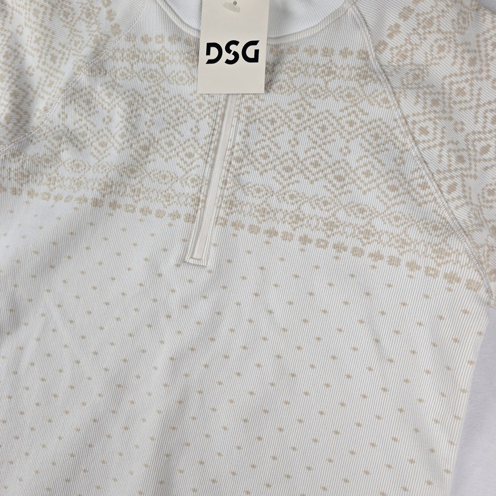 NWT DSG Womens Momentum Seamless 1/4 Zip Pure White Fair Isle Top - Large